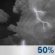 Friday Night: A chance of showers and thunderstorms before 9pm, then a chance of showers and thunderstorms. Mostly cloudy, with a low around 53. Southeast wind 5 to 10 mph. Chance of precipitation is 50%. Friday Night: Chance Showers And Thunderstorms